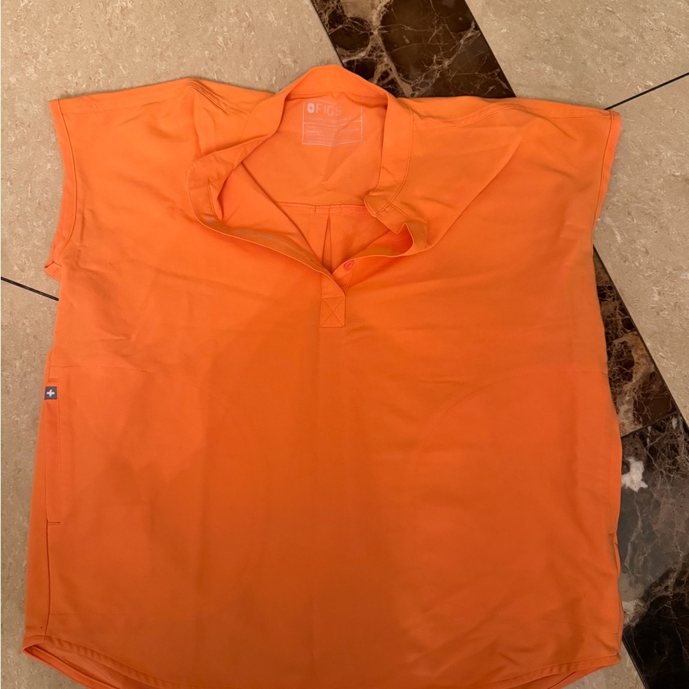 Figs Bright Orange Casual Button Down Shirt